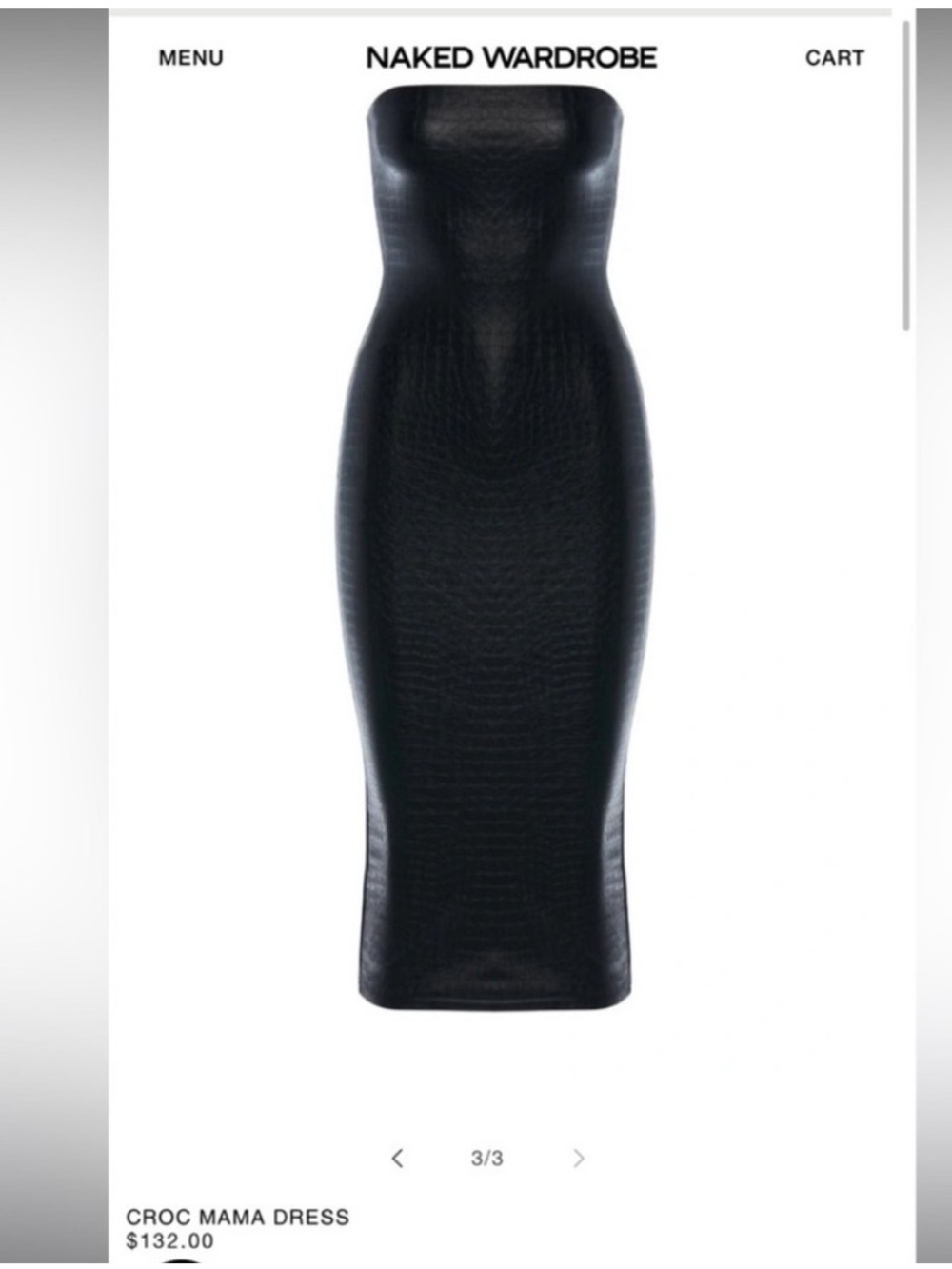 naked wardrobe Black Strapless Croc-Embossed Midi Dress